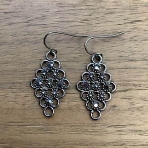 Gun Metal with Black Stones Earrings